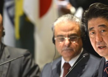 Reunião CNI - Keidanren com a presença do Primeiro Ministro japonês, Shinzo Abe. Luciano Coutinho, Presidente do BNDES; Robson Braga de Andrade, Presidente da CNI; Shinzo Abe, Primeiro Ministro japonês.Brasília - DF 01/08/2014 Foto: José Paulo Lacerda