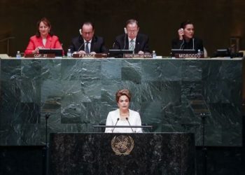 Nova Iorque - EUA, 22/04/2016. Presidente Dilma Rousseff durante sessão de abertura da cerimônia de assinatura do acordo de Paris (Roberto Stuckert Filho/PR)