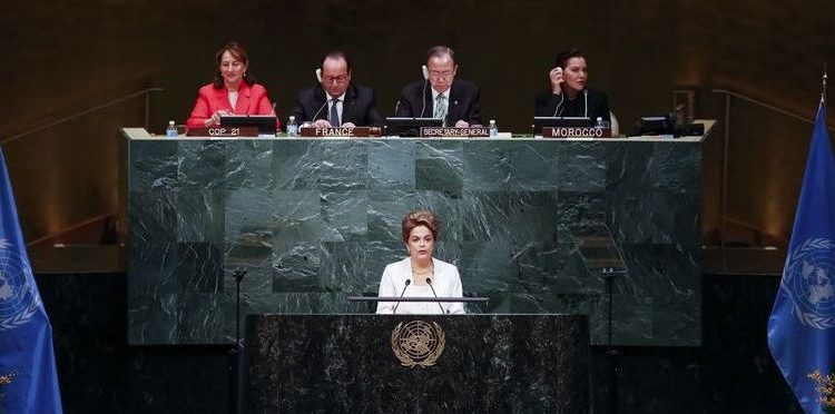 Nova Iorque - EUA, 22/04/2016. Presidente Dilma Rousseff durante sessão de abertura da cerimônia de assinatura do acordo de Paris (Roberto Stuckert Filho/PR)