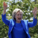 Democratic presidential candidate, former Secretary of State Hillary Rodham Clinton arrives to speak to supporters Saturday, June 13, 2015, on Roosevelt Island in New York. (AP Photo/Julio Cortez)