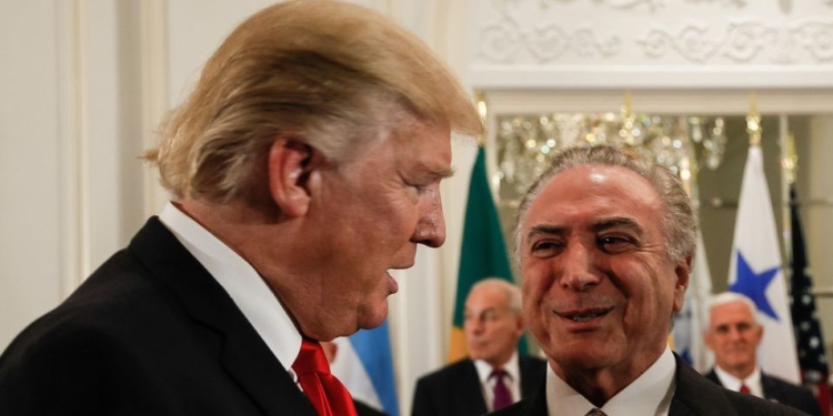 Nova York (EUA) - Os presidentes dos Estados Unidos da América, Donald Trump, e do Brasil, Michel Temer, durante jantar de trabalho oferecido pelo presidente americano (Beto Barata/PR)