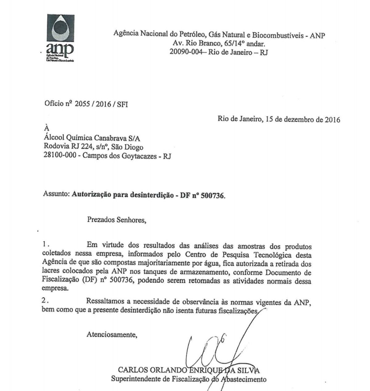 Laudo da ANP | Fonte: ANP