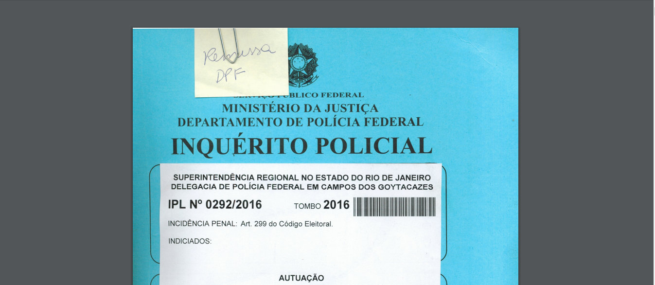 Inquérito sobre as eleições em Campos-RJ | Foto: Reprodução