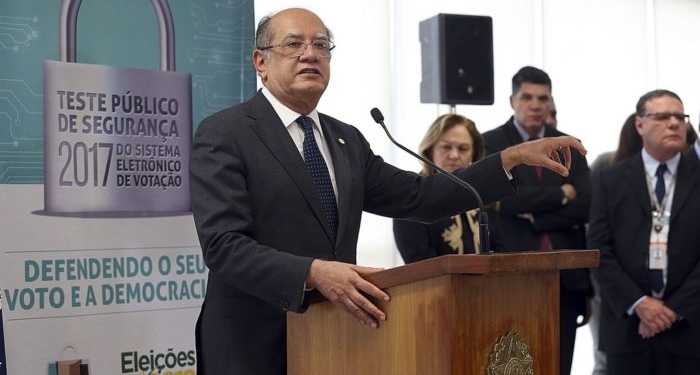 Brasília - O presidente do TSE, Gilmar Mendes apresenta o relatório parcial dos trabalhos de quatro dias do Teste Público de Segurança 2017 (TPS 2017) do Sistema Eletrônico de Votação (José Cruz/Agência Brasil)