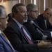 Os ministros Alberto Beltrame, Raul Jungmann e Carlos Marun, e o Secretário-Executivo do MJ, Gilson Libório durante reunião da Câmara Intersetorial de Prevenção Social e Segurança Pública