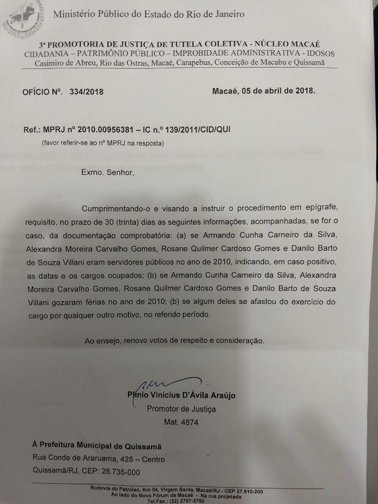 Ofício do MP