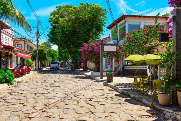 Stone street (Rua das Pedras) in Buzios, Rio de Janeiro. Brazil