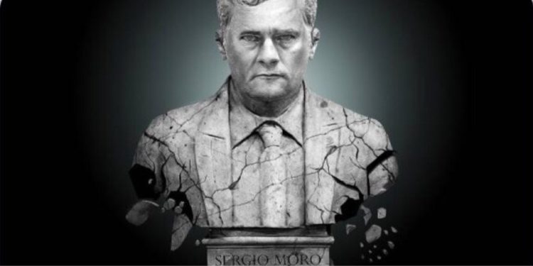 Arte Sérgio Moro em processo de rachadura