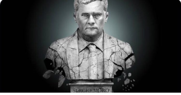 Arte Sérgio Moro em processo de rachadura