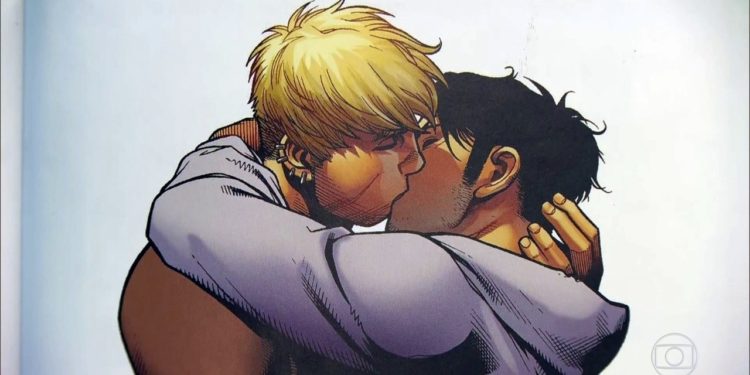 Imagem do beijo gay censurado na Bienal do Livro