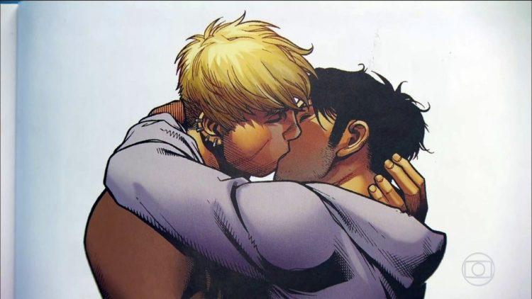 Imagem do beijo gay censurado na Bienal do Livro