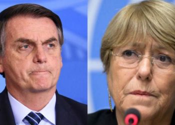 Bolsonaro e a ex-presidente do Chile Michelle Bachelet
