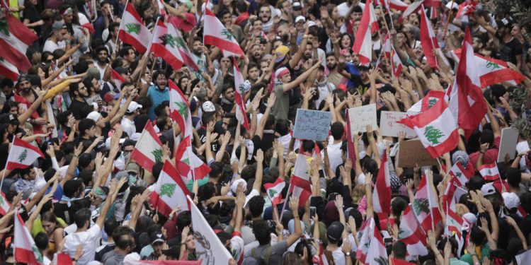 Protesto nas ruas de Beirute