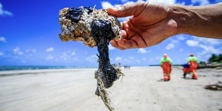 Praias contaminadas com óleo cru