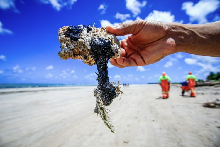 Praias contaminadas com óleo cru