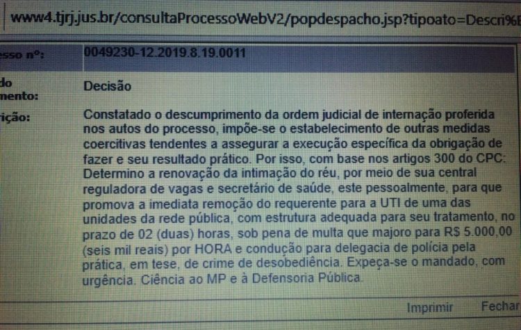 Juiz obriga prefeitura de Rio das Ostras transferir paciente de Hospital Público