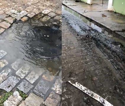 Esgoto nas ruas de Campos-RJ