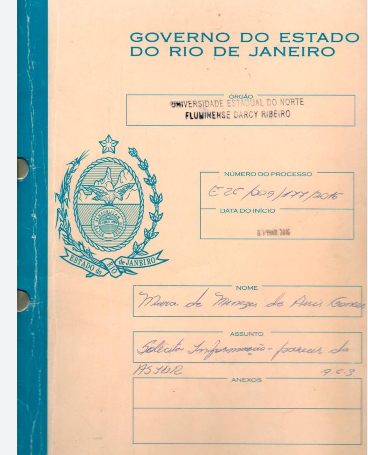 Capa do processo E.26/009-177/2016, da Uenf