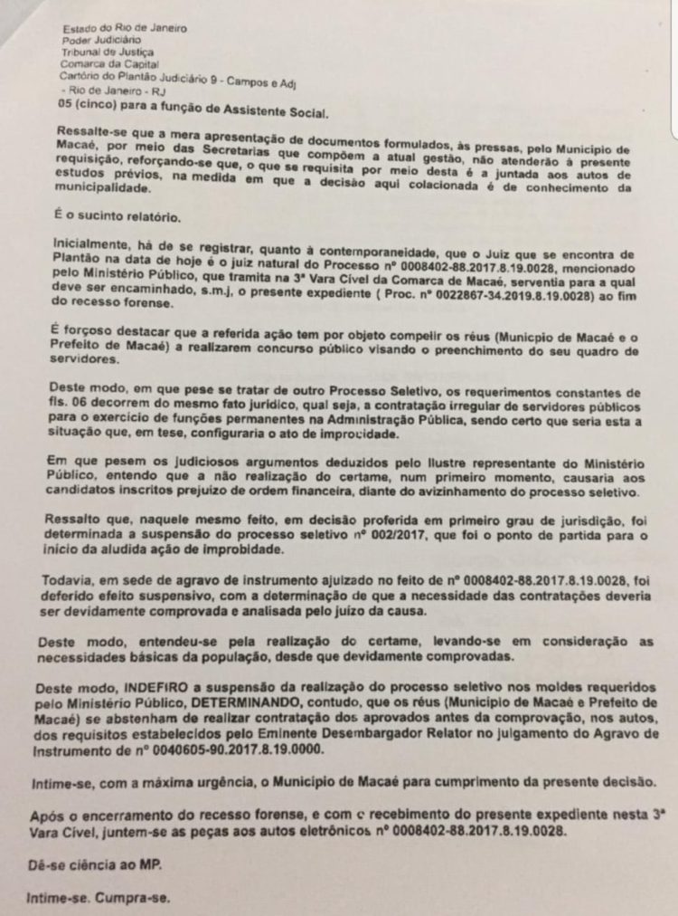 Processo Seletivo Simplificado - Decisao da justiça