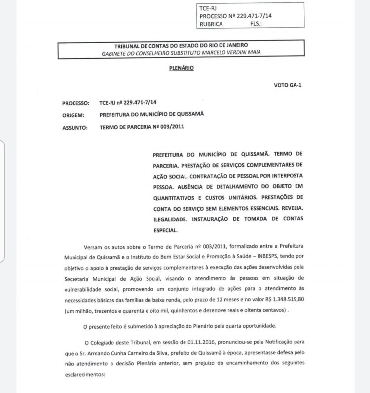 TCE-RJ condena ex-prefeito de Quissamã-RJ