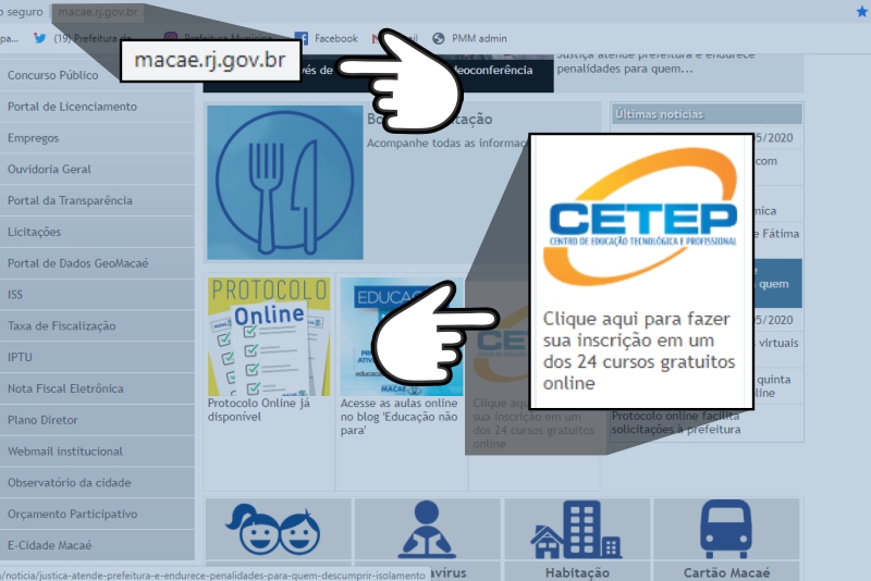 Capa do site do Cetep - Macaé-RJ