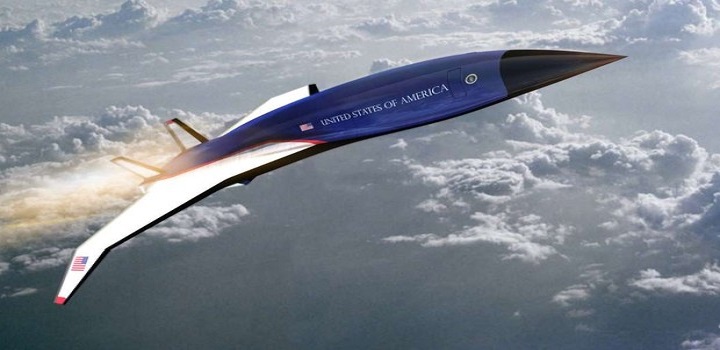 Arte conceitual do avião presidencial hipersônico norte-americano, que será construído pela startup Hermeus (Foto: Divulgação/Hermeus)