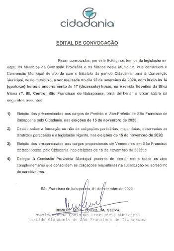 Editais Partidos São Francisco de Itabapoana