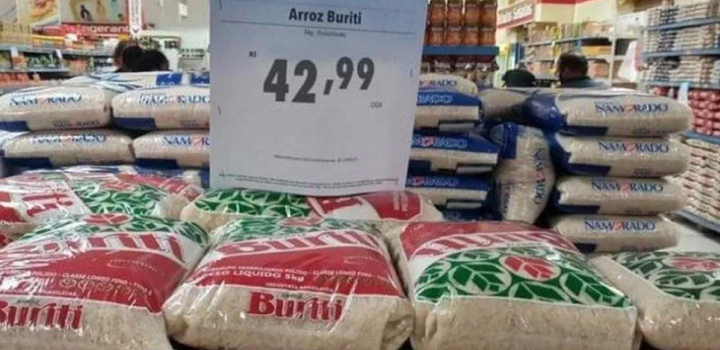 5kg de Arroz chega a R$ 42