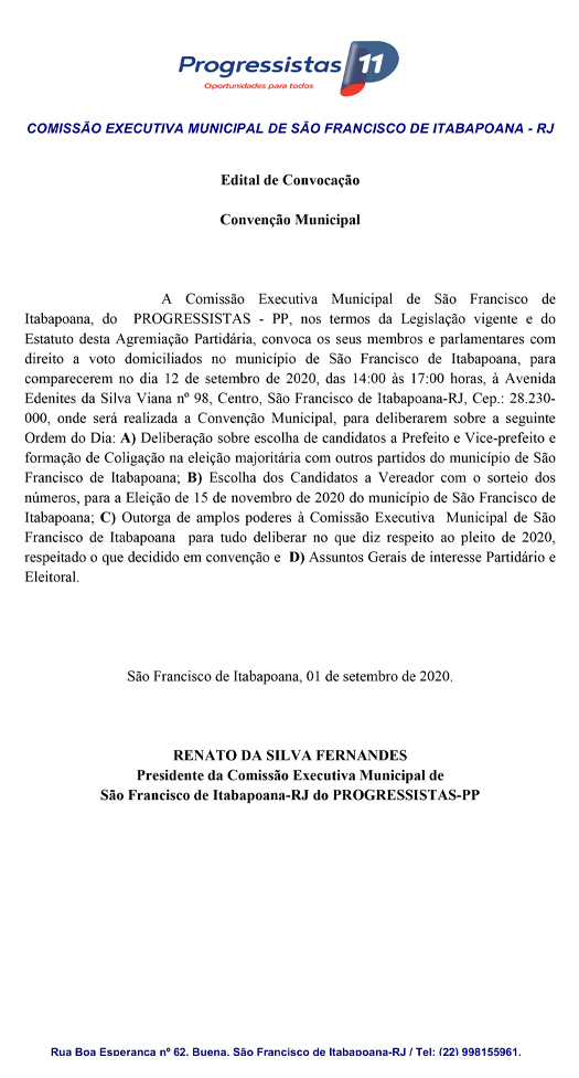 Edital do PP - São Francisco de Itabapoana