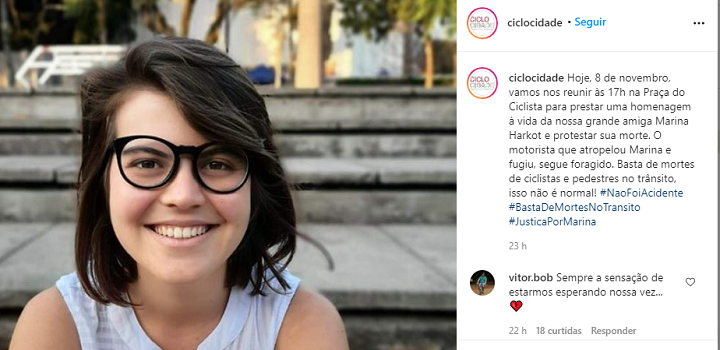 Cicloativista morta em SP