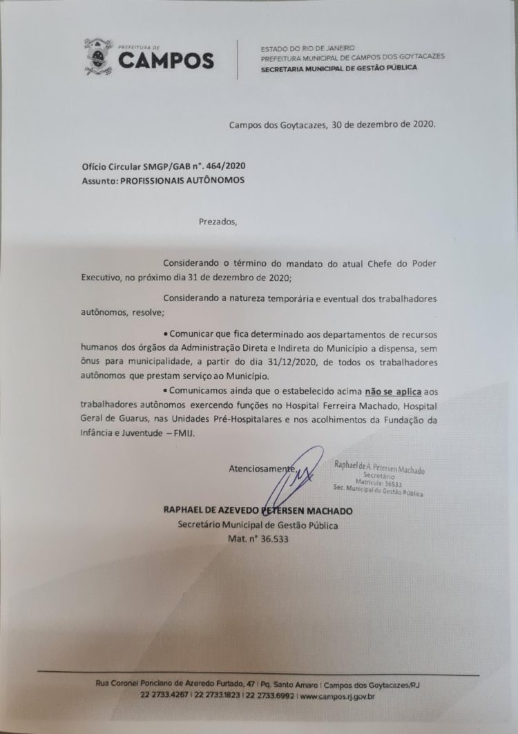 Portaria - Prefeitura de Campos-RJ