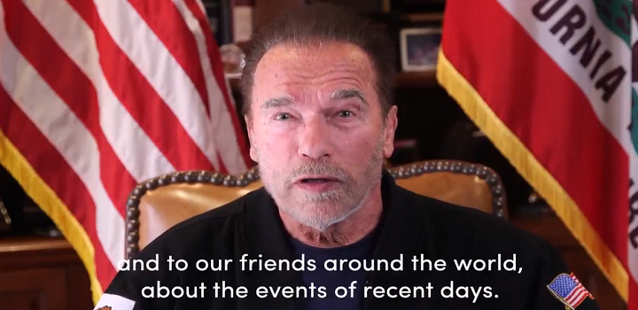 Schwarzenegger compara invasão do Capitólio a episódio nazista da Noite dos Cristais