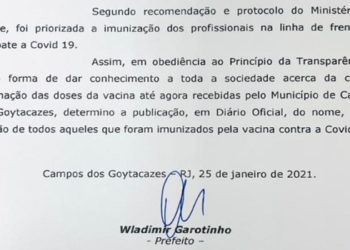 Wladimir quer divulgação de nomes dos vacinados contra a Covid-19