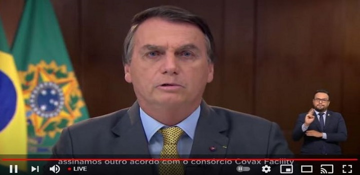 Pronunciamento de Bolsonaro sobre vacinação