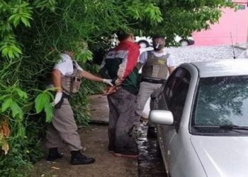 Momento da prisão do homem que espalhou Covid no RS