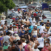 Idosos na fila da vacina em Duque de Caxias