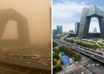 Tempestade de areia e poluição, o coquetel que asfixia Pequim