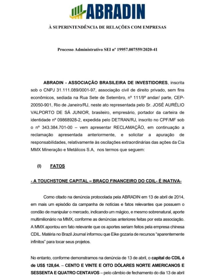 Denúncia da Abradin na CVM