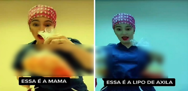 Caren Trisoglio Garcia, que atende em Ribeirão Preto (SP), após a médica compartilhar na internet vídeos que mostram pedaços de pele e sacos plásticos com gordura humana.