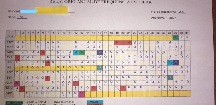 Cronograma anual mostra os dias letivos cumpridos por Luana no 'homeschooling' — Foto: Arquivo pessoal