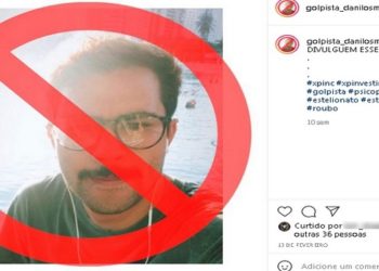 Instagram @golpista_danilosmelo, em que expõe os relatos, fotos e informações a respeito do mesmo homem que já teria enganado cerca de 10 mulheres,