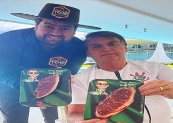 a "picanha do mito". O produto é de um frigorífico em Goiás. E o quilo da iguaria (mesma carne, mas em outra embalagem) custa R$ 1.799,99 reais.