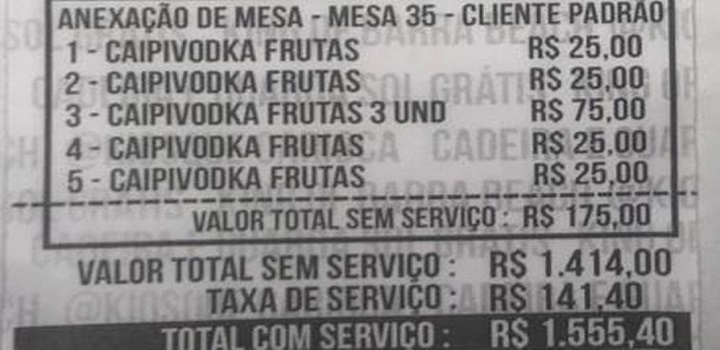 Ficha de consumo de MC Kelvin, modelo e amigo