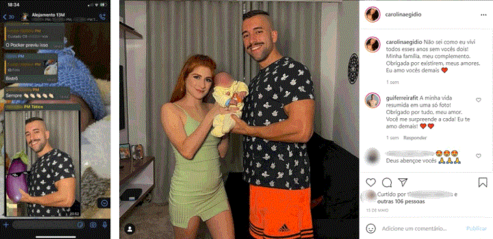 Segundo Guilherme Ferreira Vicente, policiais postaram em grupos do WhatsApp a foto de seu filho recém-nascido com a berinjela com conotação sexual para o ofender.