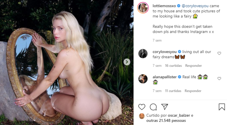 A modelo Lottie Moss, irmã mais nova da também top model clássica Kate Moss (Foto: Instagram)