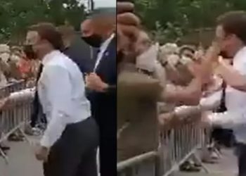 presidente francês Emmanuel Macron levou um tapa na cara na terça-feira (8)