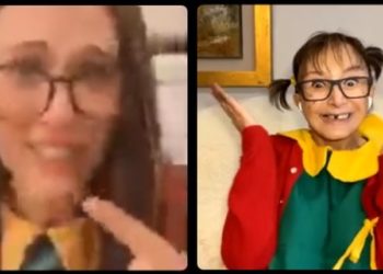 Vestida como a personagem, apresentadora chorou ao conversar com a atriz mexicana María Antonieta de las Nieves; live ainda teve participação de Xuxa