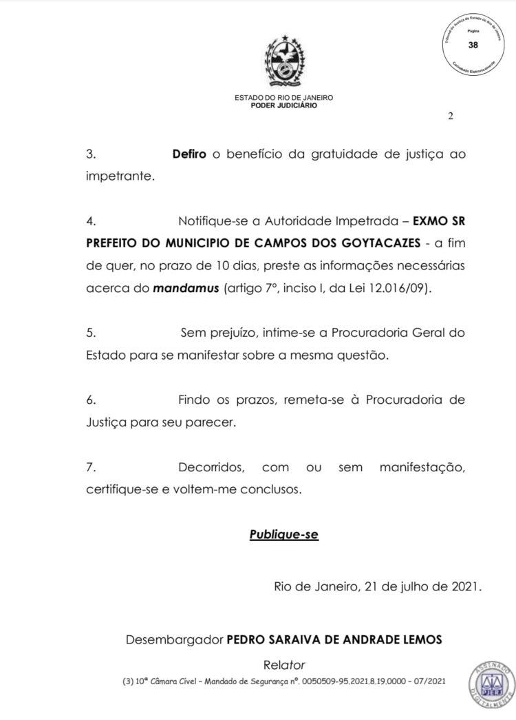 Despacho TJRJ - Campos-RJ