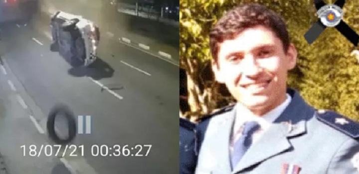 O tenente Finelli Tavares, de 25 anos, morreu ao ser arremessado para fora do veículo