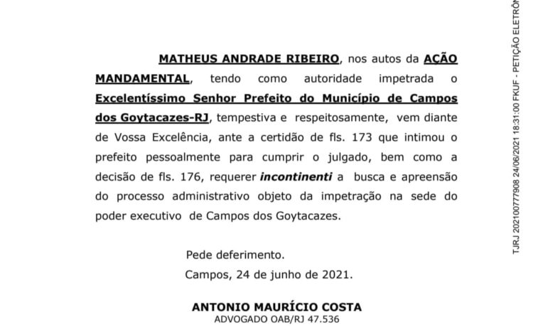 Peça inicial do mandado de segurança